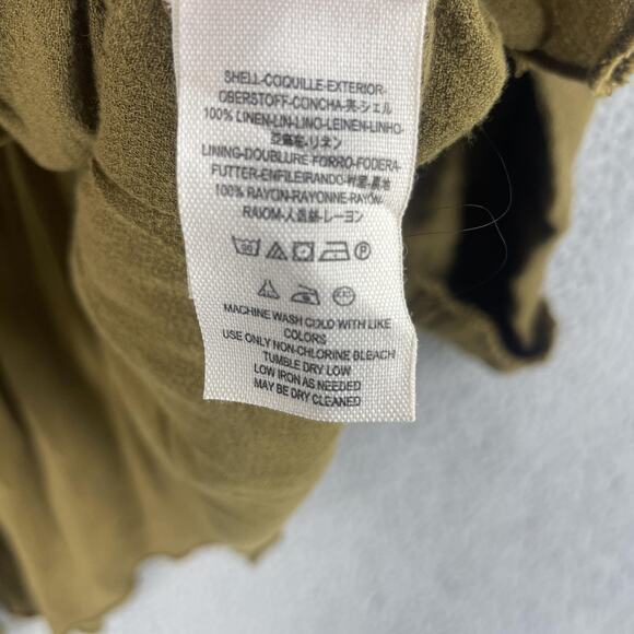 Free People Jacket Womens XS Brown Linen Ruffle Hem Double Breasted Boho Blazer - Picture 8 of 16